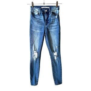 Celebrity Pink Women’s High Rise Skinny Jeans Distressed Size 0 or 24 Edgy City